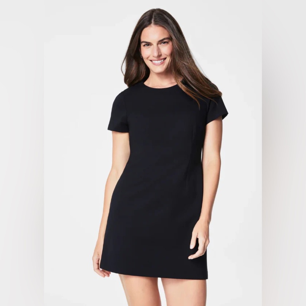 SPANX Classic Black Short Sleeve Ponte Mini Dress size XL